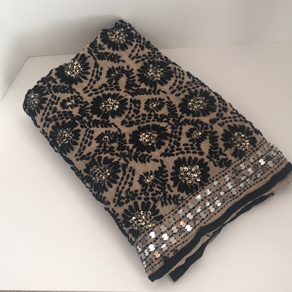 Embroidered and beaded large shawl